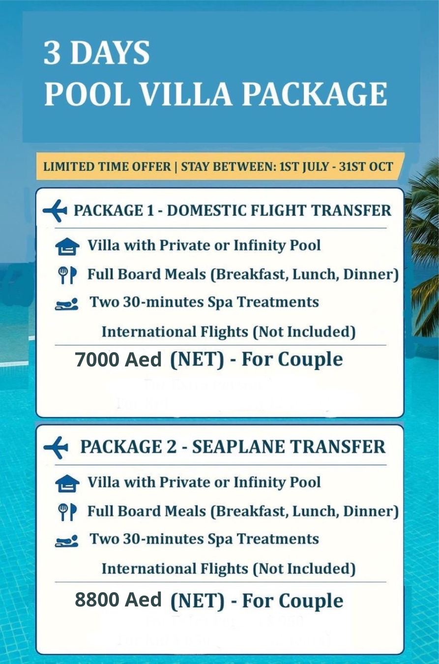 3 Days Villa with Pool Full Board Package in Maldives - imane Habibi