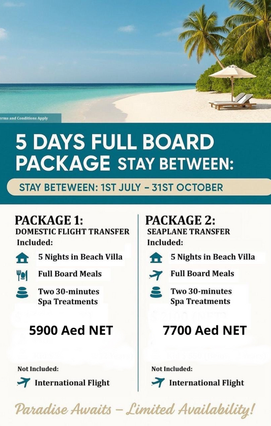 5 Days  Beach Villa Full Board Package in Maldives - imane Habibi